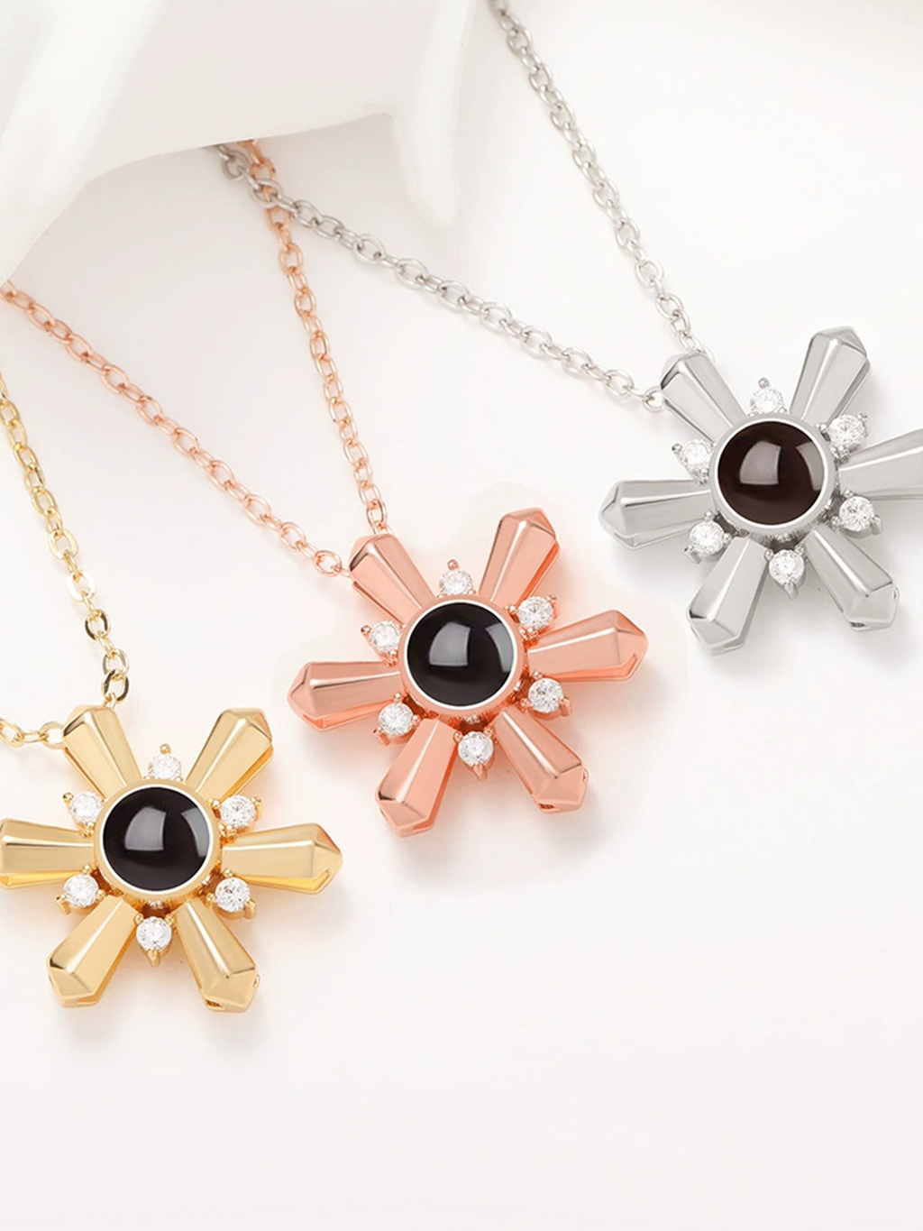 Custom Photo Snowflake Necklace - Personalized Projection Pendant