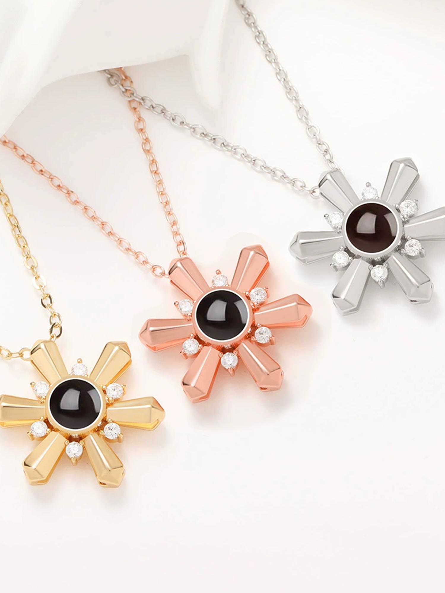 Custom Photo Snowflake Necklace - Personalized Projection Pendant