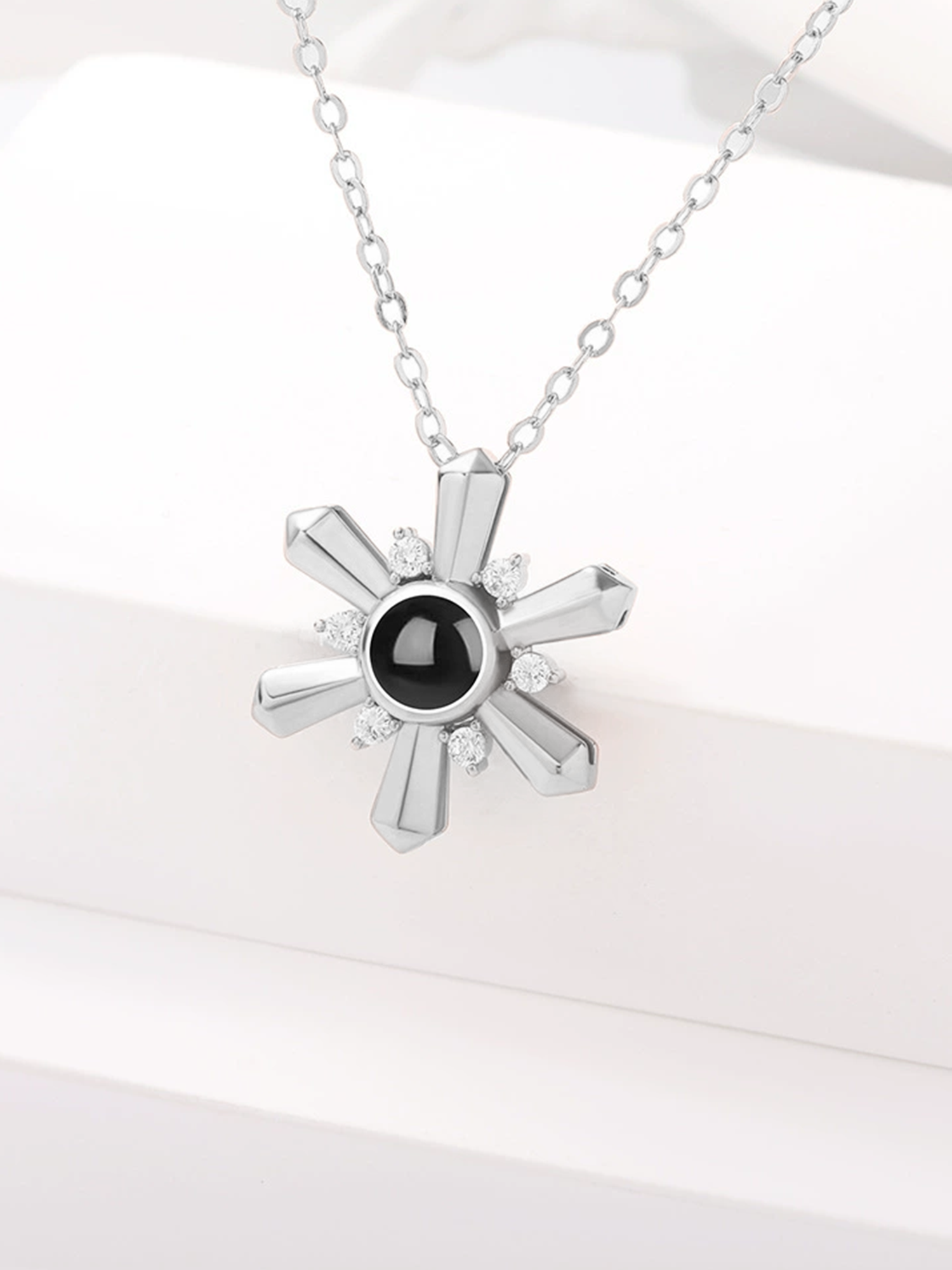 Custom Photo Snowflake Necklace - Personalized Projection Pendant