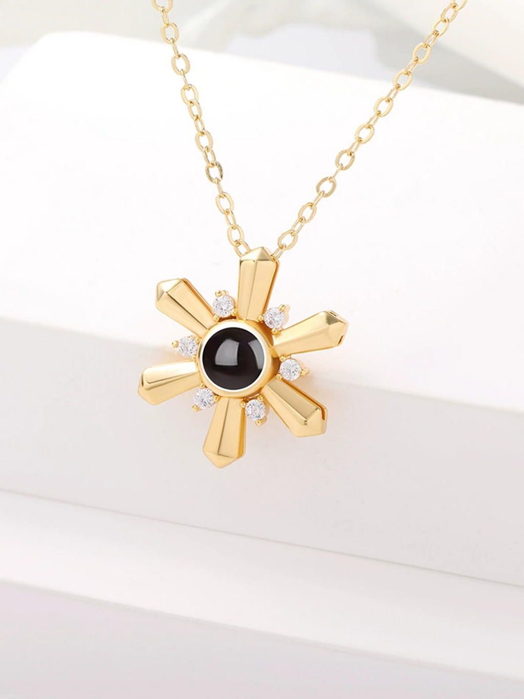 Custom Photo Snowflake Necklace - Personalized Projection Pendant