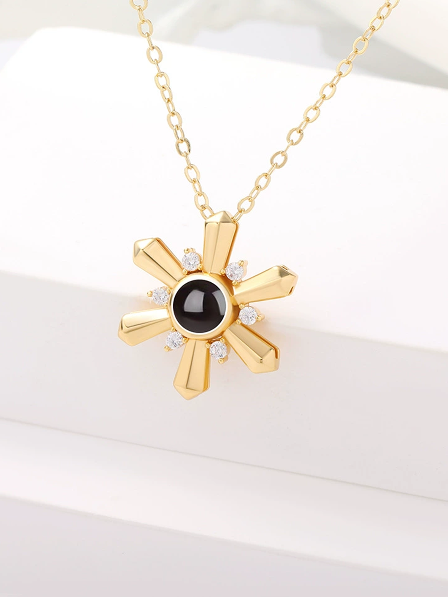 Custom Photo Snowflake Necklace - Personalized Projection Pendant