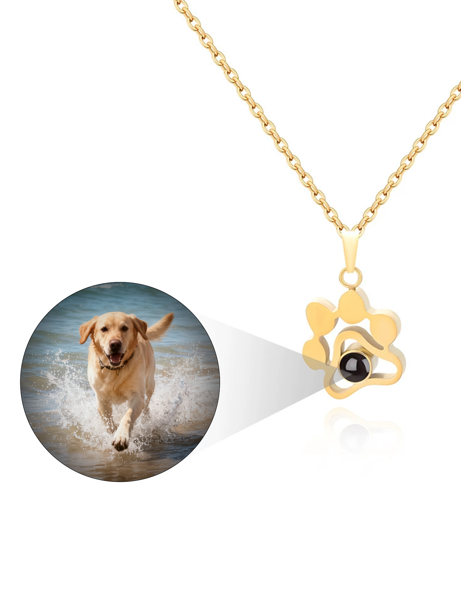Paw Print Projection Pendant｜Custom Pet Photo, Always by Your Side