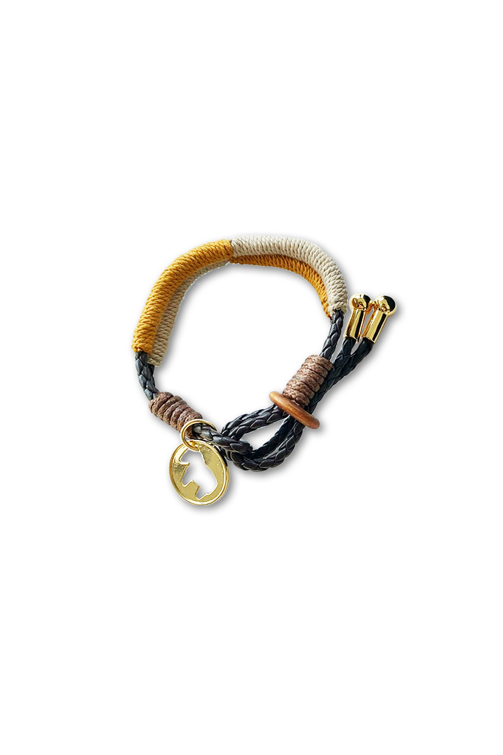 Black Waxed-Cord Bracelet Featuring Textured Padding & Pony Charm | Seysage