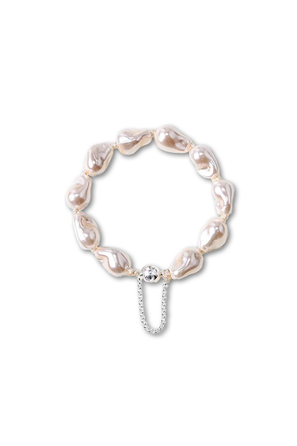 Multi-Hue Baroque Pearl Bracelet with Crescent-Link Clasp Suspended Centered | Seysage